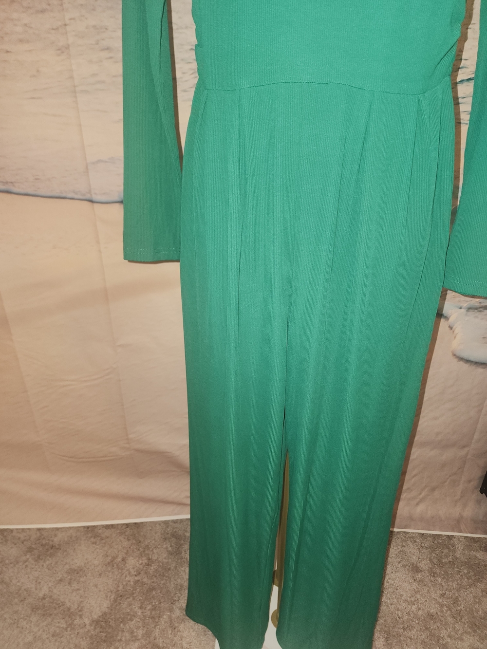 Pretty Garden Women’s Emerald Green Long Sleeve Jumpsuit With Pockets - Picture 2 of 15